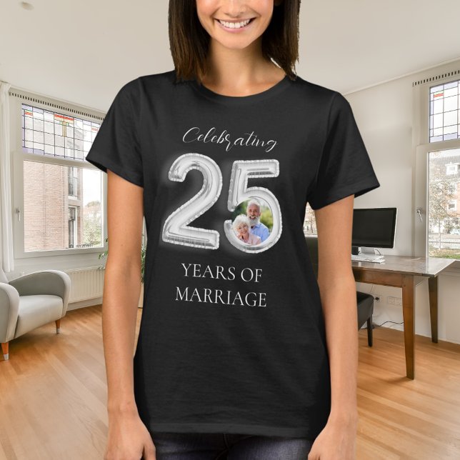 25th wedding anniversary photo silver black T-Shirt (Creator Uploaded)