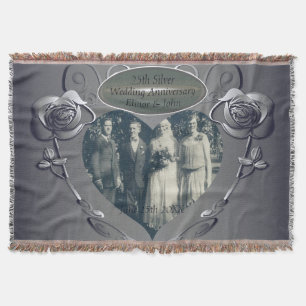 25th Wedding Anniversary+Photo Throw Blanket