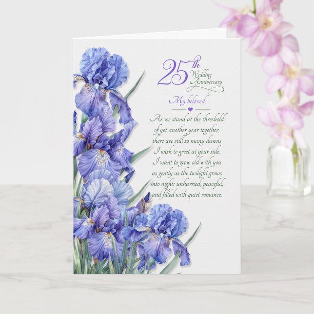25th Wedding Anniversary Romantic Purple Iris Card (Orchid)