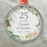 25th Wedding Anniversary Roses Floral Garland<br><div class="desc">Featuring a delicate watercolour floral garland,  this chic botanical 25th wedding anniversary keepsake can be personalised with your special anniversary information in an elegant silver text. Designed by Thisisnotme©</div>
