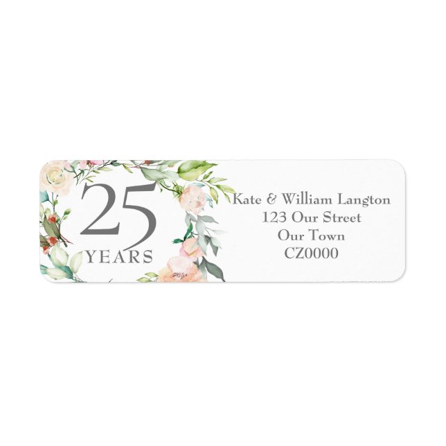 25th Wedding Anniversary Roses Garland Address (Front)