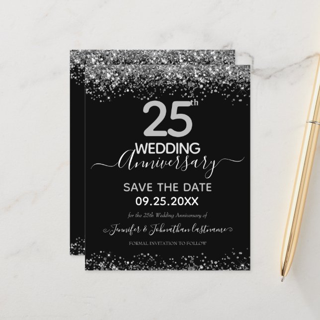 25th Wedding Anniversary Save the Date Budget (Front/Back In Situ)
