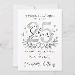 25th Wedding Anniversary Silver Anniversary Card