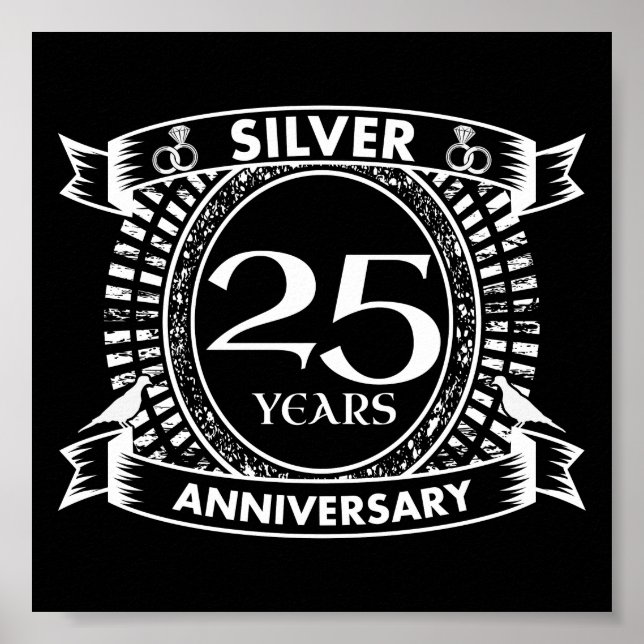 25th wedding anniversary silver crest poster (Front)