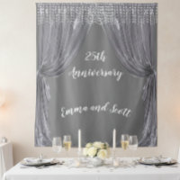 25th Wedding Anniversary Silver Curtain