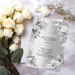 25th wedding anniversary silver florals
