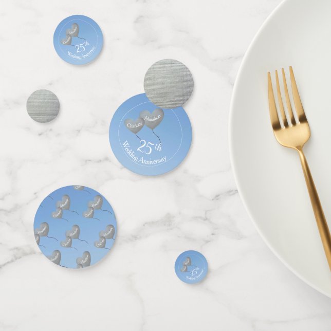 25th Wedding Anniversary silver heart balloon Confetti (Group)