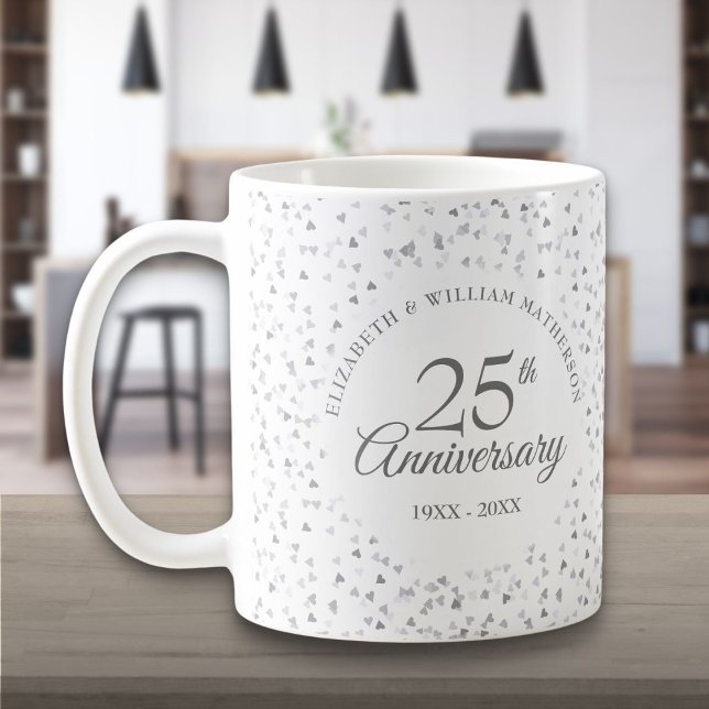 25th Wedding Anniversary Silver Hearts Coffee Mug (25th Wedding Anniversary Silver Hearts Coffee Mug)