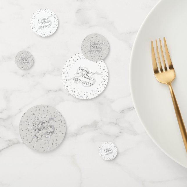 25th Wedding Anniversary Silver Hearts Confetti (Group)