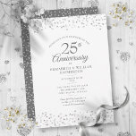 25th Wedding Anniversary Silver Hearts Confetti Invitation<br><div class="desc">Featuring delicate silver love hearts confetti. Personalise with your special twenty-five years silver anniversary information in chic silver lettering. Designed by Thisisnotme©</div>