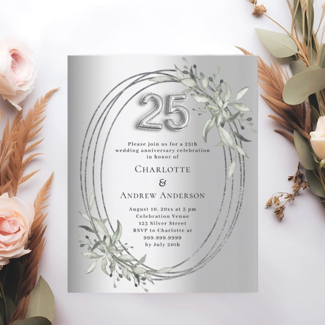 25th wedding anniversary silver invitation (Creator Uploaded)