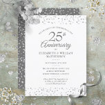 25th Wedding Anniversary Silver Love Hearts Invitation Postcard<br><div class="desc">Featuring delicate silver love hearts confetti. Personalise with your special twenty-five years silver anniversary information in chic silver lettering. Designed by Thisisnotme©</div>