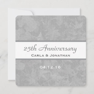 25th Wedding Anniversary Silver Muted Leaves B09B Invitation