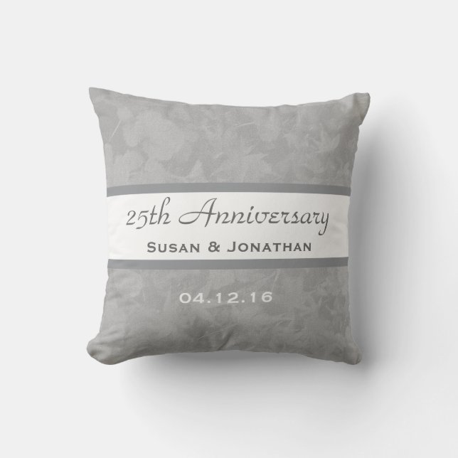 25th Wedding Anniversary Silver Muted Leaves B20 Cushion (Front)
