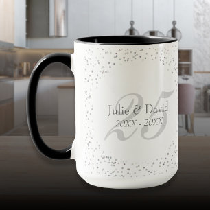 25th Wedding Anniversary Silver Stardust Confetti Mug
