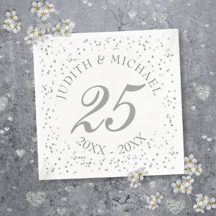 25th Wedding Anniversary Silver Stardust Confetti Napkin
