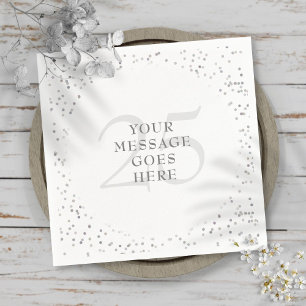 25th Wedding Anniversary Silver Stardust Confetti Napkin