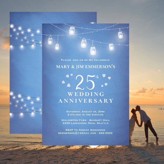 25th Wedding Anniversary String Lights Invitation (25th Wedding Anniversary String Lights Invitation)