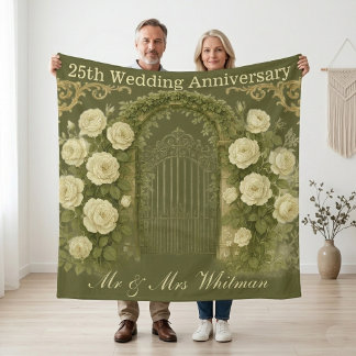 25th Wedding Anniversary Victorian Garden Gate Art Fleece Blanket