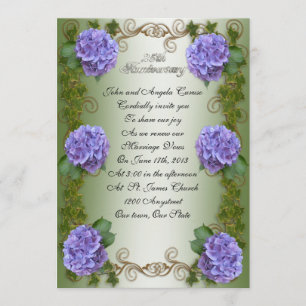 25th Wedding Anniversary vow renewal hydrangeas Invitation