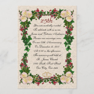 25th Wedding anniversary vow renewal Invitation