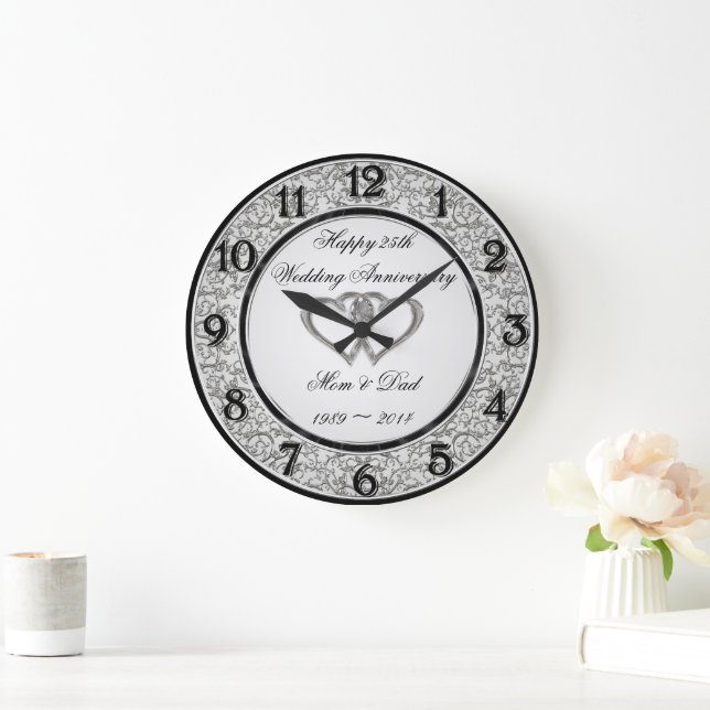 25th Wedding Anniversary Wall Clock (Home)
