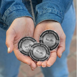 25th Wedding Anniversary-Wedding Horse & Carriage 6 Cm Round Badge