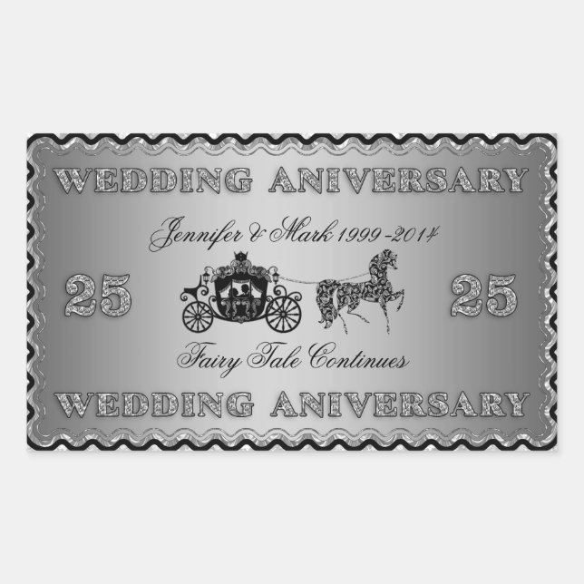 25th Wedding Anniversary-Wedding Horse & Carriage Rectangular Sticker (Front)