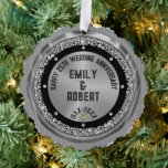 25th wedding Anniversary white diamonds & gold<br><div class="desc">Elegant 25th wedding anniversary design with an image of a silver and white sparkling diamond background.</div>