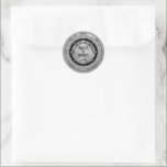 25th wedding Anniversary white diamonds & gold Classic Round Sticker<br><div class="desc">Elegant 25th wedding anniversary design with an image of a silver and white sparkling diamond background.</div>