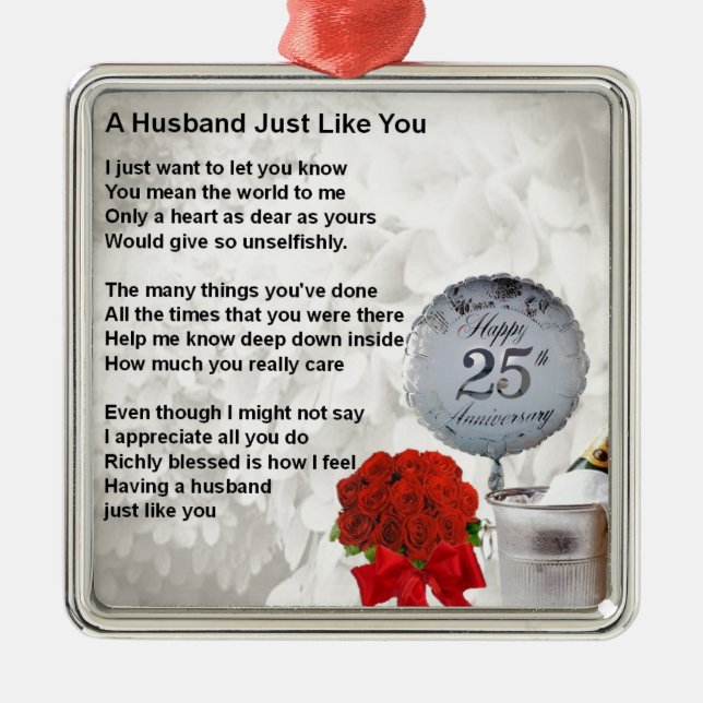 25th wedding husband poem metal tree decoration (Front)