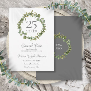 25th Wedding Silver Anniversary Greenery Garland Save The Date