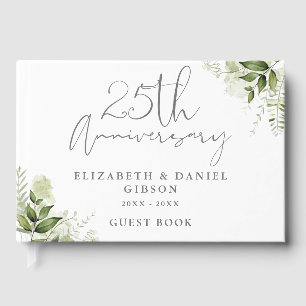 25th Wedding Silver Anniversary Greenery Photo Guest Book