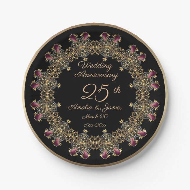 25th years Wedding Anniversary Gifts for Couples C Paper Plate (Front)