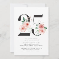 25tht Birthday Modern Floral Rose Gold Greenery 