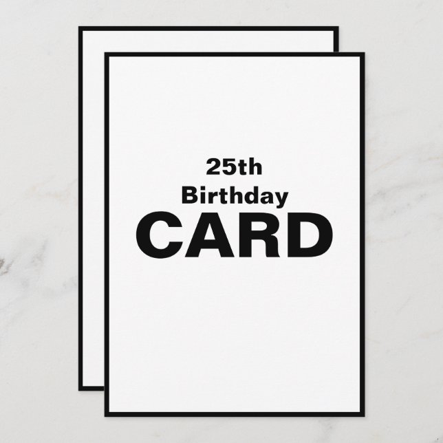 25thTwenty-Fifth 25 Twenty-Five 2-5 Birthday Card (Front/Back)