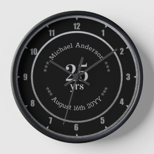 25yrs Retirement or Anniversary Personalised Round Clock