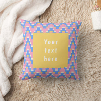 26036B Geometric Zigzag Wave Pink Blue Yellow Cushion