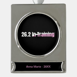 26.2 in Training - Girly Marathon Running Silver Plated Banner Ornament