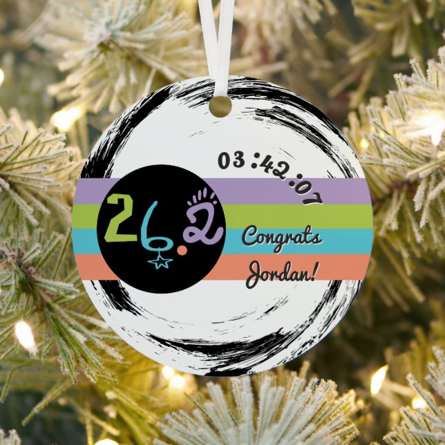 26.2 Marathon Runner Congrats Eclectic  Metal Tree Decoration (Insitu)