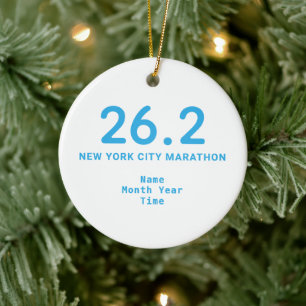 26.2 Marathon Runner Personalised Blue Ceramic Tree Decoration