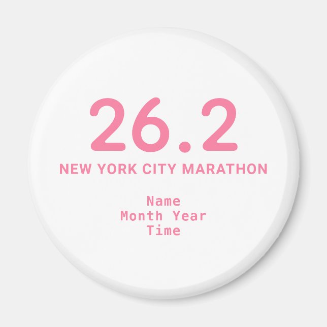 26.2 Marathon Runner Personalised Pink Magnet (Front)