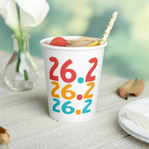26.2 Marathon Runner themed colourful Paper Cups