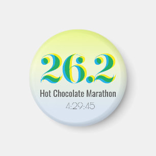 26.2 Marathon Running Bold Blue Yellow Text Magnet