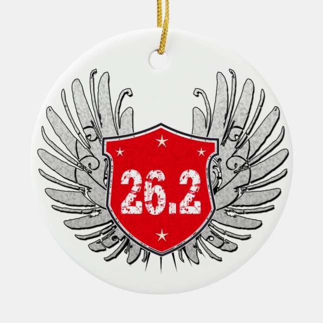 26.2 Marathon Shield Ceramic Tree Decoration (Front)
