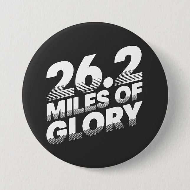 26.2 miles marathon running 7.5 cm round badge (Front)