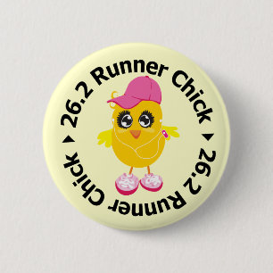 26.2 Runner Chick 6 Cm Round Badge