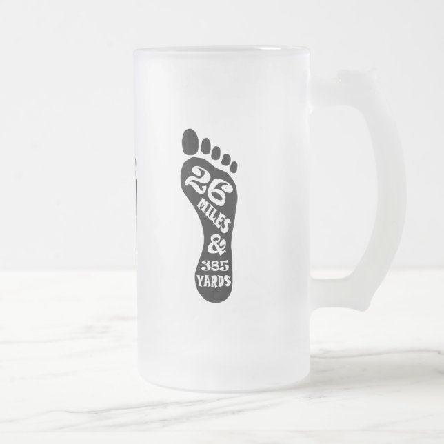 26 Miles and 385 Yards Frosted Glass Beer Mug (Right)