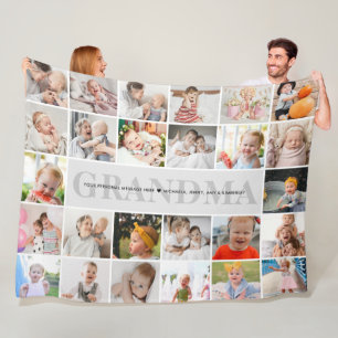26-Photo Grandma/Granny/Nana/Other Custom Message Fleece Blanket