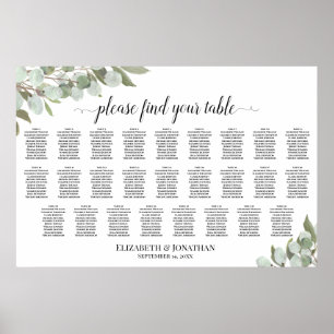 26 Table Rustic Eucalyptus Wedding Seating Chart